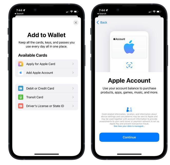 回民苹果手机维修分享iOS 15.5钱包App如何添加 Apple 账户 